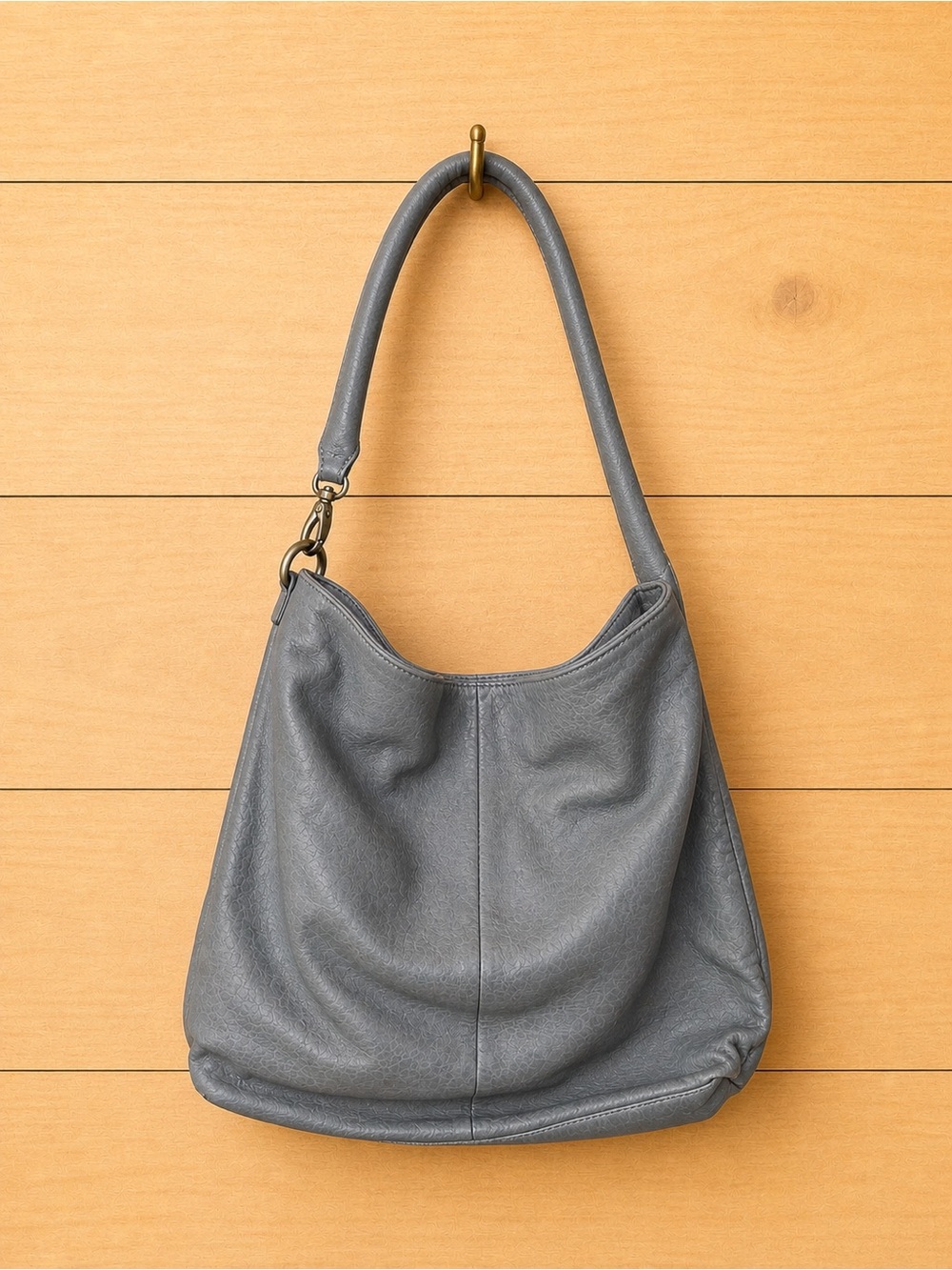Minimalist Slouchy Gray Hobo Shoulder Bag Oversized Soft Vegan Leather